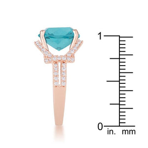 Charlene 6.2ct Aqua CZ Rose Gold Classic Statement Ring - Jewelry Xoxo