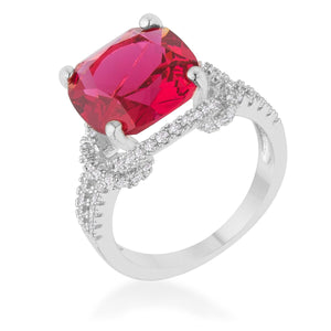 Charlene 6.2ct Ruby CZ Rhodium Classic Statement Ring - Jewelry Xoxo