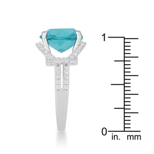 Charlene 6.2ct Aqua CZ Rhodium Classic Statement Ring - Jewelry Xoxo