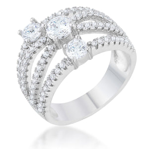 Beatrice 1.8ct CZ Rhodium Statement Ring - Jewelry Xoxo