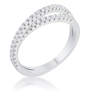 Mara 0.4ct CZ Rhodium Intertwined Simple Ring - Jewelry Xoxo