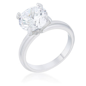 Hanna 4.4ct CZ Rhodium Classic Solitaire Ring - Jewelry Xoxo