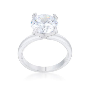 Hanna 4.4ct CZ Rhodium Classic Solitaire Ring - Jewelry Xoxo