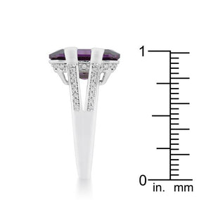 Rema 8.6ct Amethyst CZ Rhodium Emerald Classic Cocktail Ring - Jewelry Xoxo