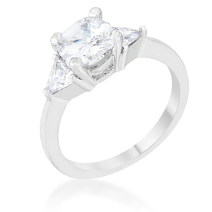 Shonda 1.8ct Clear CZ Rhodium Cushion Classic Statement Ring - Jewelry Xoxo