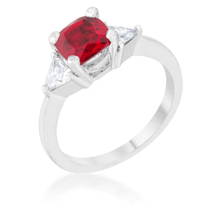 Shonda 1.8ct Garnet CZ Rhodium Cushion Classic Statement Ring - Jewelry Xoxo