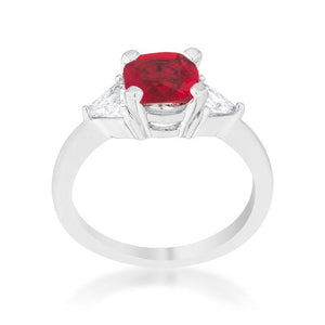 Shonda 1.8ct Garnet CZ Rhodium Cushion Classic Statement Ring - Jewelry Xoxo