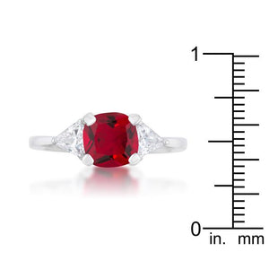 Shonda 1.8ct Garnet CZ Rhodium Cushion Classic Statement Ring - Jewelry Xoxo