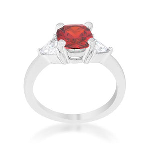 Shonda 1.8ct Ruby CZ Rhodium Cushion Classic Statement Ring - Jewelry Xoxo