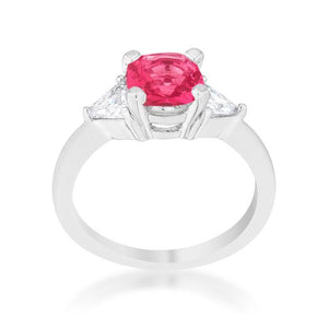 Shonda 1.8ct Fuchsia CZ Rhodium Cushion Classic Statement Ring - Jewelry Xoxo