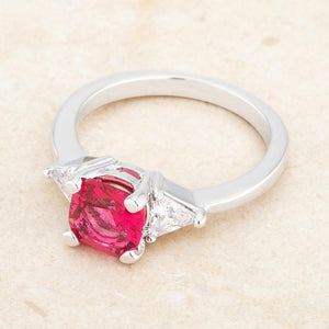 Shonda 1.8ct Fuchsia CZ Rhodium Cushion Classic Statement Ring - Jewelry Xoxo