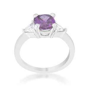 Shonda 1.8ct Amethyst CZ Rhodium Cushion Classic Statement Ring - Jewelry Xoxo