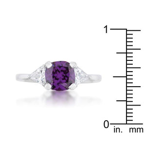 Shonda 1.8ct Amethyst CZ Rhodium Cushion Classic Statement Ring - Jewelry Xoxo