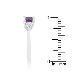 Shonda 1.8ct Amethyst CZ Rhodium Cushion Classic Statement Ring - Jewelry Xoxo