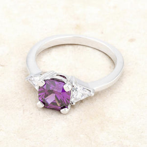 Shonda 1.8ct Amethyst CZ Rhodium Cushion Classic Statement Ring - Jewelry Xoxo