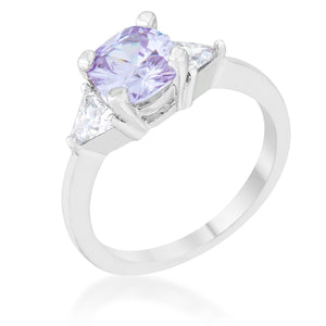 Shonda 1.8ct Lavender CZ Rhodium Cushion Classic Statement Ring - Jewelry Xoxo