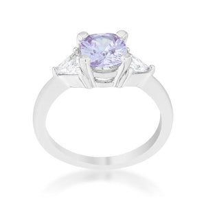 Shonda 1.8ct Lavender CZ Rhodium Cushion Classic Statement Ring - Jewelry Xoxo