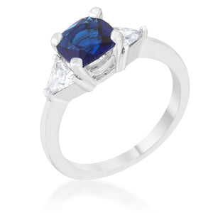 Shonda 1.8ct Sapphire CZ Rhodium Cushion Classic Statement Ring - Jewelry Xoxo