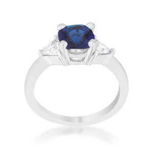 Shonda 1.8ct Sapphire CZ Rhodium Cushion Classic Statement Ring - Jewelry Xoxo