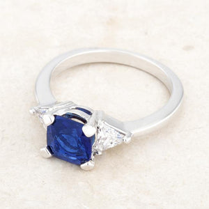 Shonda 1.8ct Sapphire CZ Rhodium Cushion Classic Statement Ring - Jewelry Xoxo