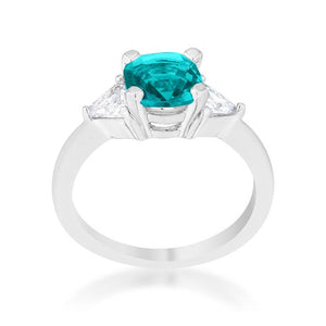 Shonda 1.8ct Aqua CZ Rhodium Cushion Classic Statement Ring - Jewelry Xoxo