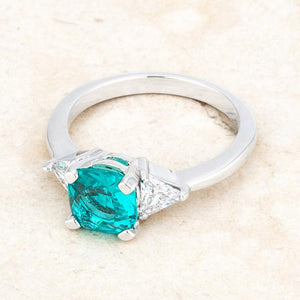 Shonda 1.8ct Aqua CZ Rhodium Cushion Classic Statement Ring - Jewelry Xoxo