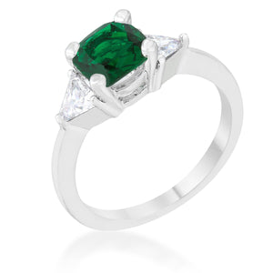 Shonda 1.8ct Emerald CZ Rhodium Cushion Classic Statement Ring - Jewelry Xoxo