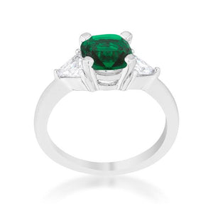 Shonda 1.8ct Emerald CZ Rhodium Cushion Classic Statement Ring - Jewelry Xoxo