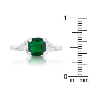 Shonda 1.8ct Emerald CZ Rhodium Cushion Classic Statement Ring - Jewelry Xoxo