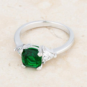 Shonda 1.8ct Emerald CZ Rhodium Cushion Classic Statement Ring - Jewelry Xoxo