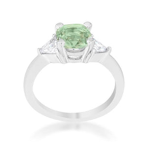 Shonda 1.8ct Peridot CZ Rhodium Cushion Classic Statement Ring - Jewelry Xoxo