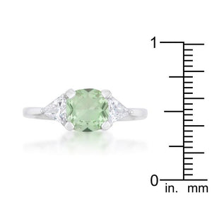 Shonda 1.8ct Peridot CZ Rhodium Cushion Classic Statement Ring - Jewelry Xoxo