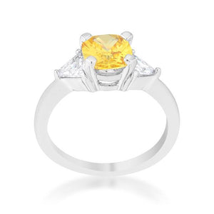 Shonda 1.8ct Canary CZ Rhodium Cushion Classic Statement Ring - Jewelry Xoxo