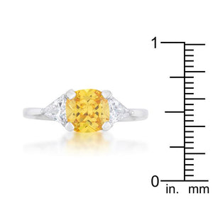 Shonda 1.8ct Canary CZ Rhodium Cushion Classic Statement Ring - Jewelry Xoxo