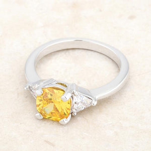 Shonda 1.8ct Canary CZ Rhodium Cushion Classic Statement Ring - Jewelry Xoxo