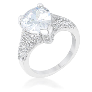 Rhyne 5.8ct CZ Rhodium Pear Cocktail Ring - Jewelry Xoxo