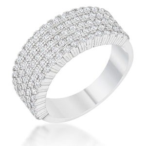 Gwen 1ct CZ Rhodium Wide Ring - Jewelry Xoxo