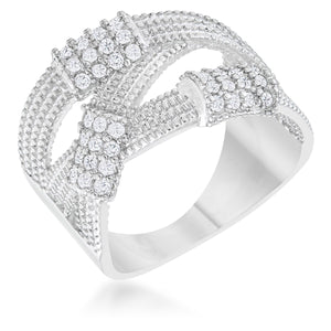 Peyton 0.36ct CZ Rhodium Wide Cable Statement Ring - Jewelry Xoxo