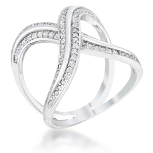 Christa 0.4ct CZ Rhodium Pave X Ring - Jewelry Xoxo