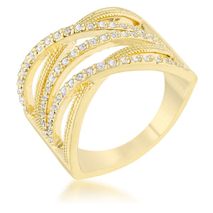 Greta 0.57ct CZ 14k Gold Wide Cocktail Cable Ring - Jewelry Xoxo