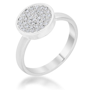 Krystal 0.2ct CZ Rhodium Pave Circle Ring - Jewelry Xoxo