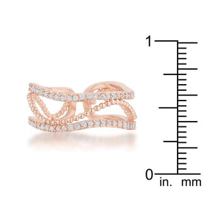 Marina 0.5ct CZ Rose Gold Abstract Cuff Ring - Jewelry Xoxo