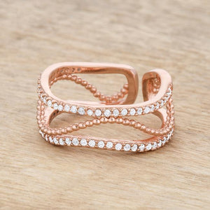 Marina 0.5ct CZ Rose Gold Abstract Cuff Ring - Jewelry Xoxo