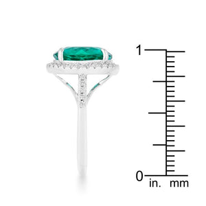 Emie 7.3ct Blue Green CZ Rhodium Classic Ring - Jewelry Xoxo