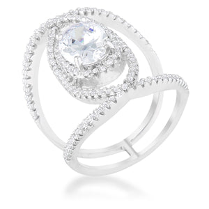 Maura 2.4ct CZ Rhodium Contemporary Cocktail Ring - Jewelry Xoxo