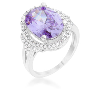 Melanie 5.95ct Amethyst CZ Rhodium Cocktail Ring - Jewelry Xoxo