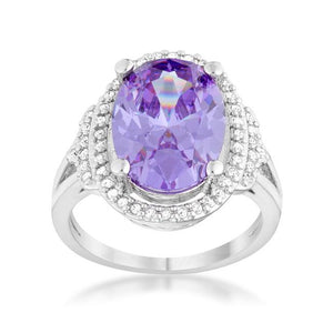 Melanie 5.95ct Amethyst CZ Rhodium Cocktail Ring - Jewelry Xoxo