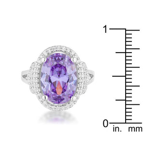 Melanie 5.95ct Amethyst CZ Rhodium Cocktail Ring - Jewelry Xoxo