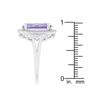 Melanie 5.95ct Amethyst CZ Rhodium Cocktail Ring - Jewelry Xoxo