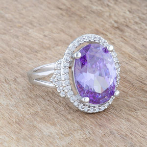 Melanie 5.95ct Amethyst CZ Rhodium Cocktail Ring - Jewelry Xoxo